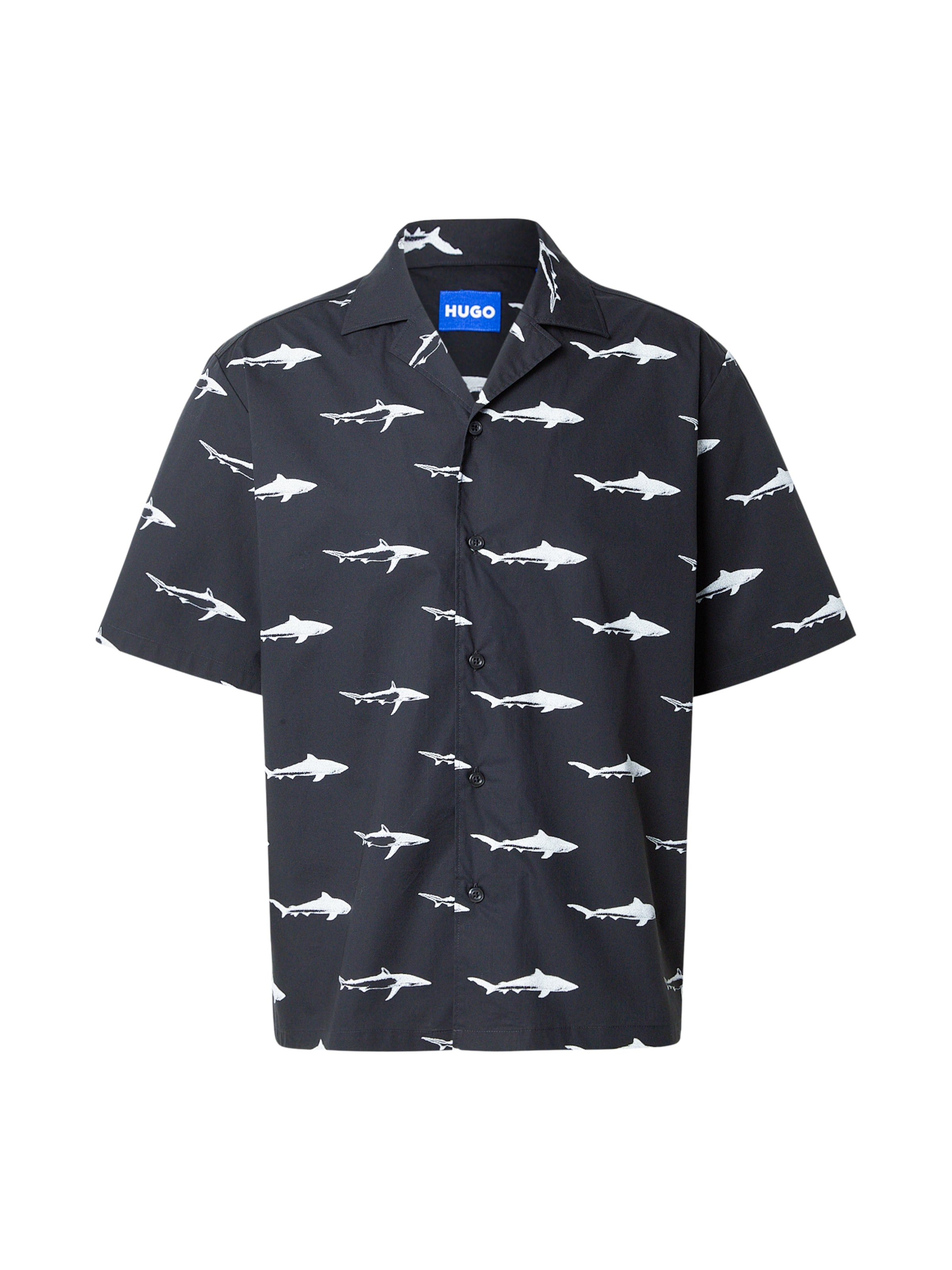 HUGO Button Up Shirt 'Eligino' in Black: front