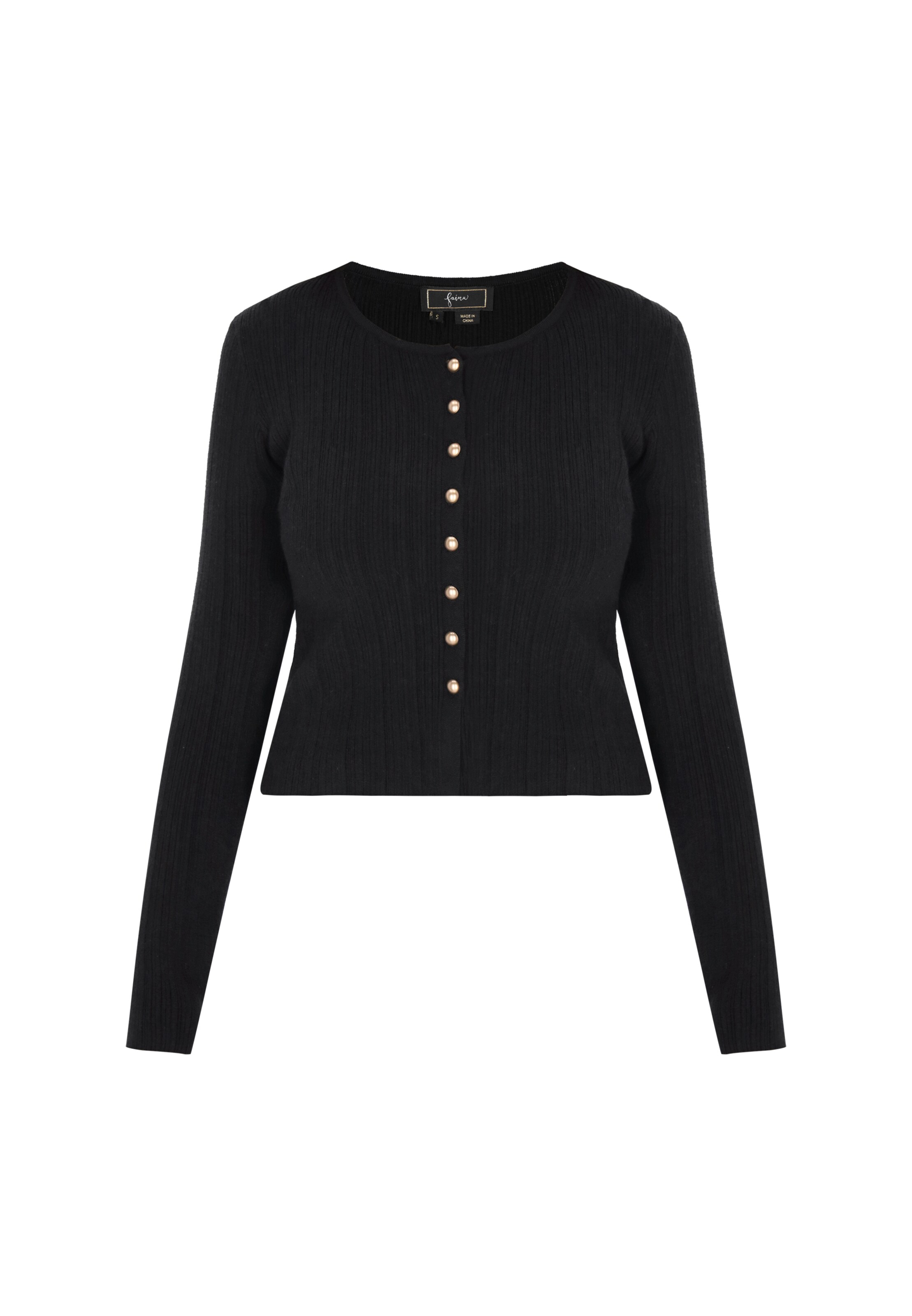 faina Strickjacke in Schwarz: Vorderseite