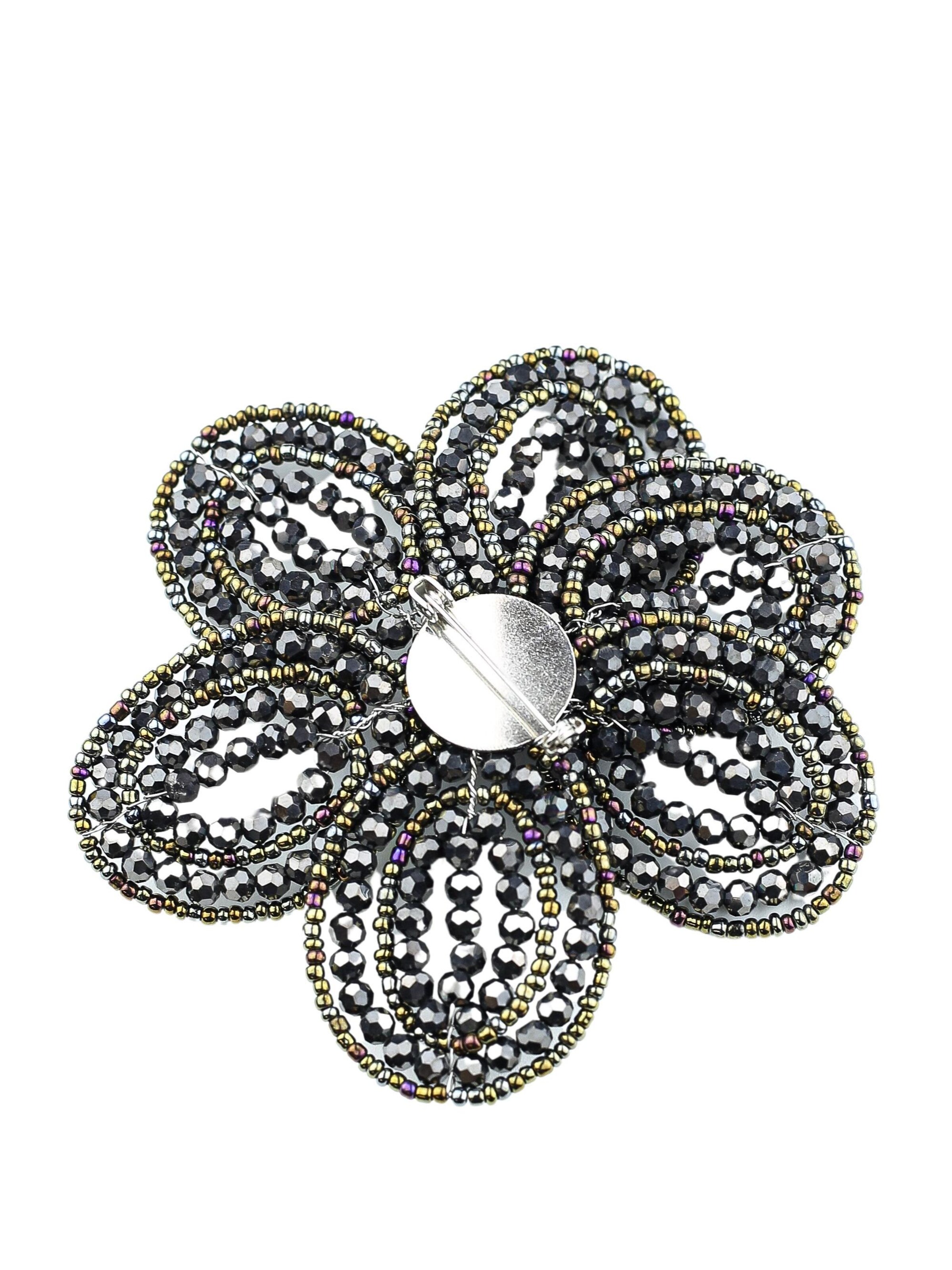 COLLEZIONE ALESSANDRO Brosche 'Blume'‌‌‌ in Schwarz
