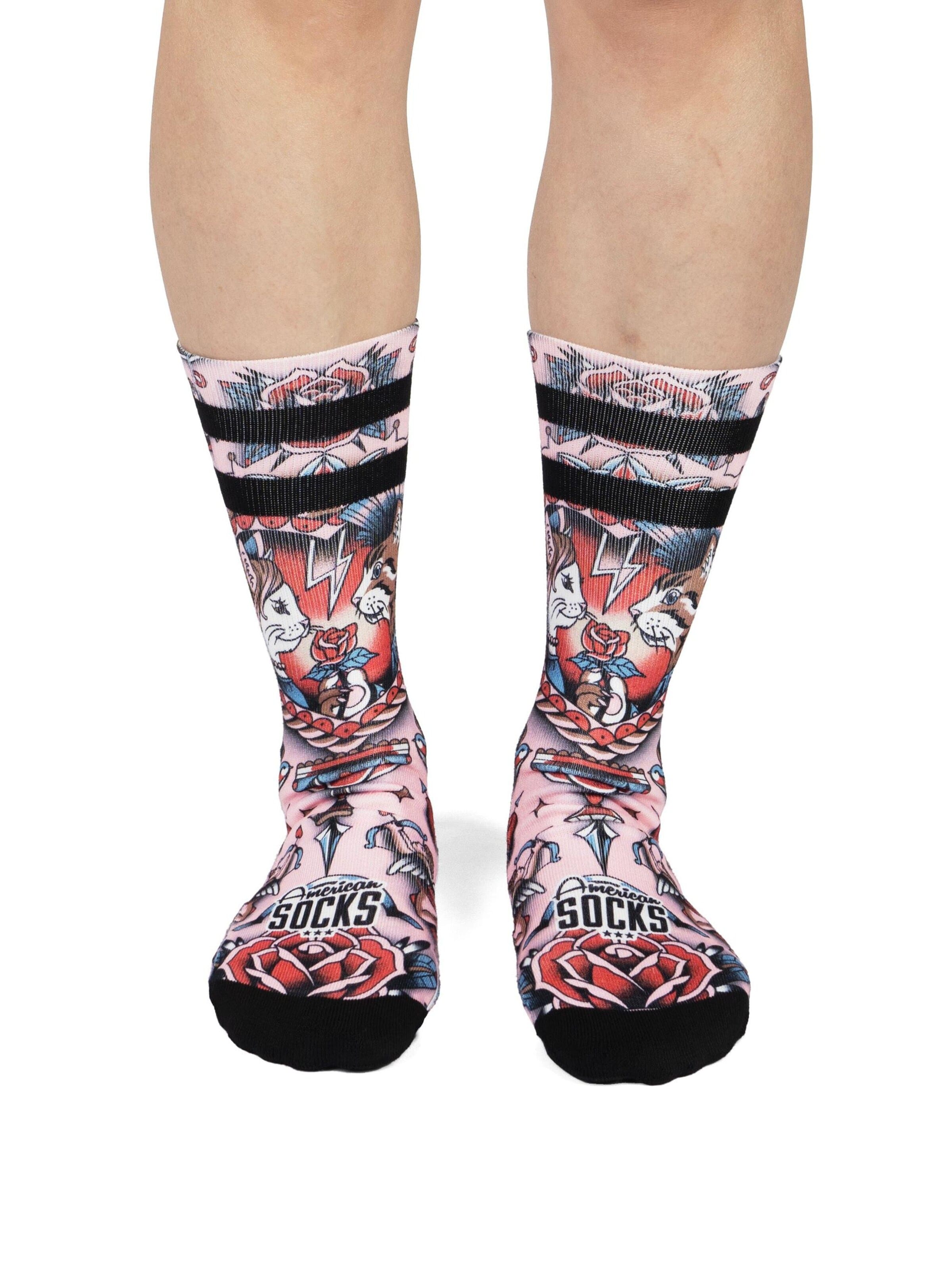 Calzino 'Feline Hearts' di American Socks in nero