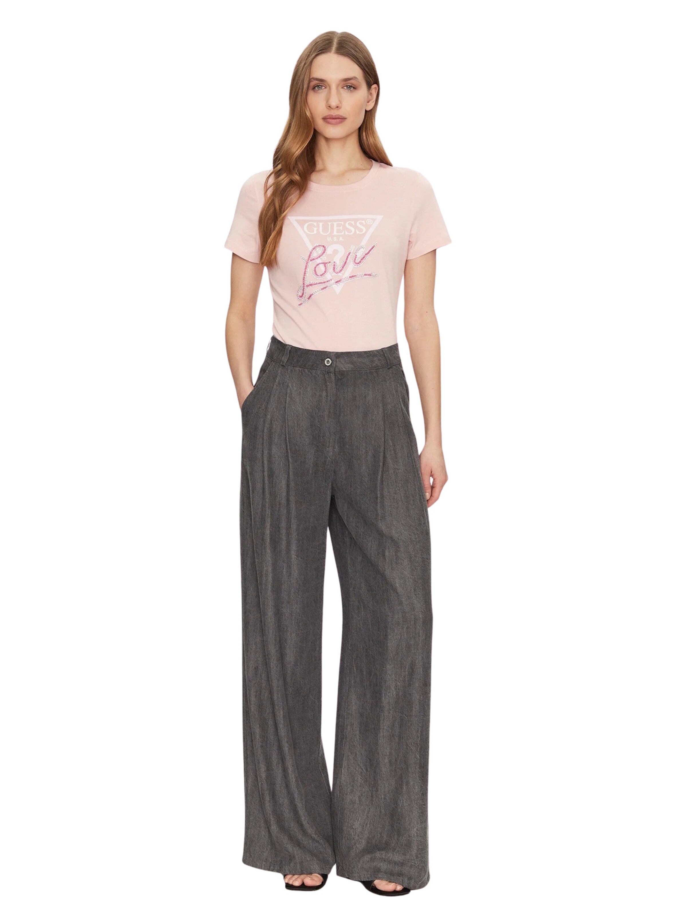 GUESS Shirts 'Love Triangle' i pink