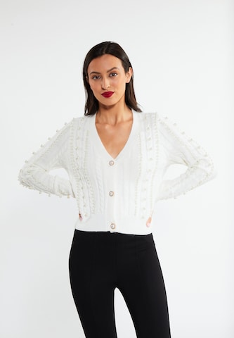 faina Knit Cardigan 'Tuxe' in White: front