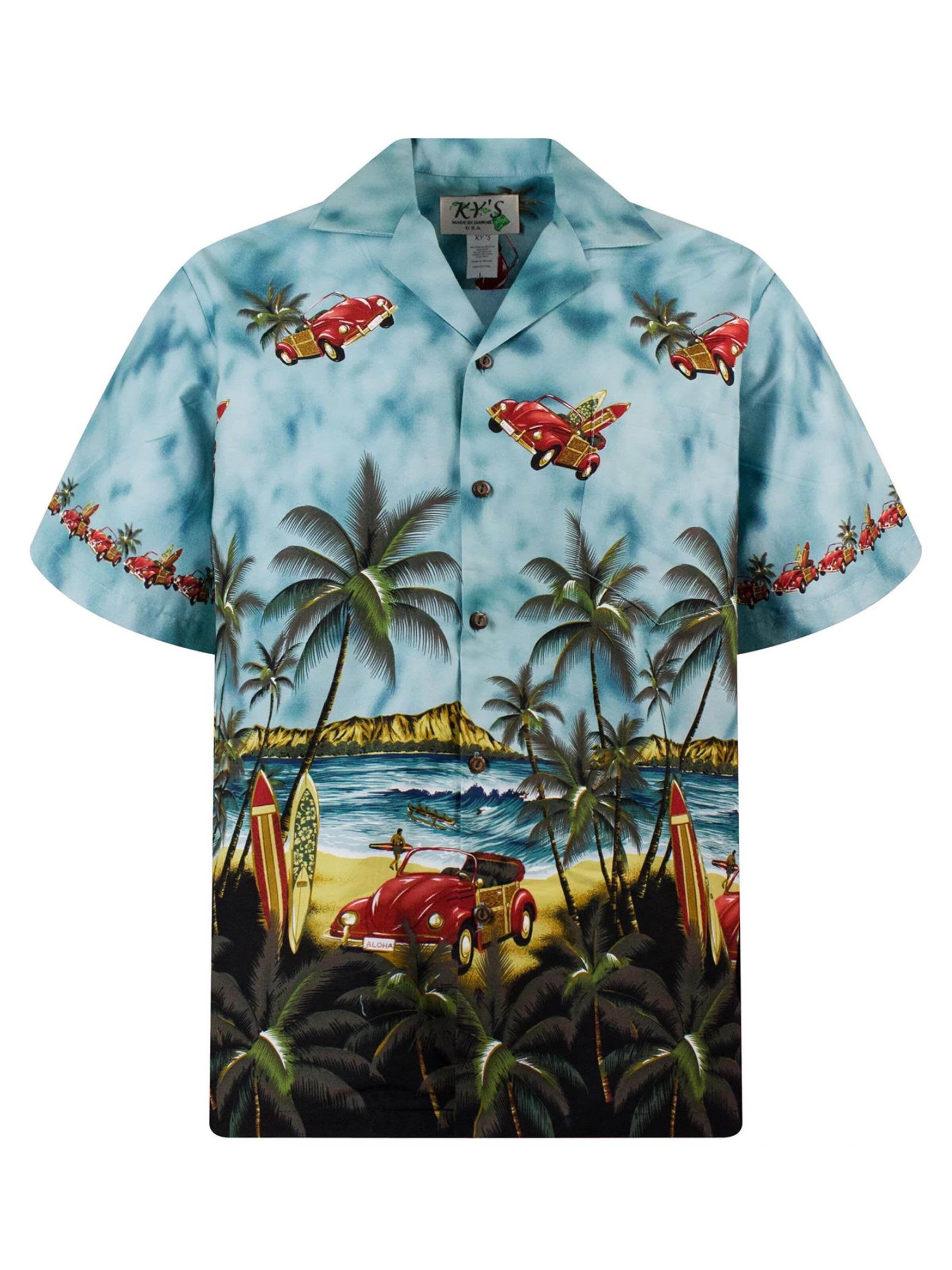 KY's Regular fit Button Up Shirt 'Fliegende Autos' in Green: front