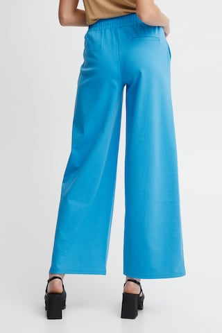ICHI Wide leg Pleat-Front Pants 'KATE' in Blue