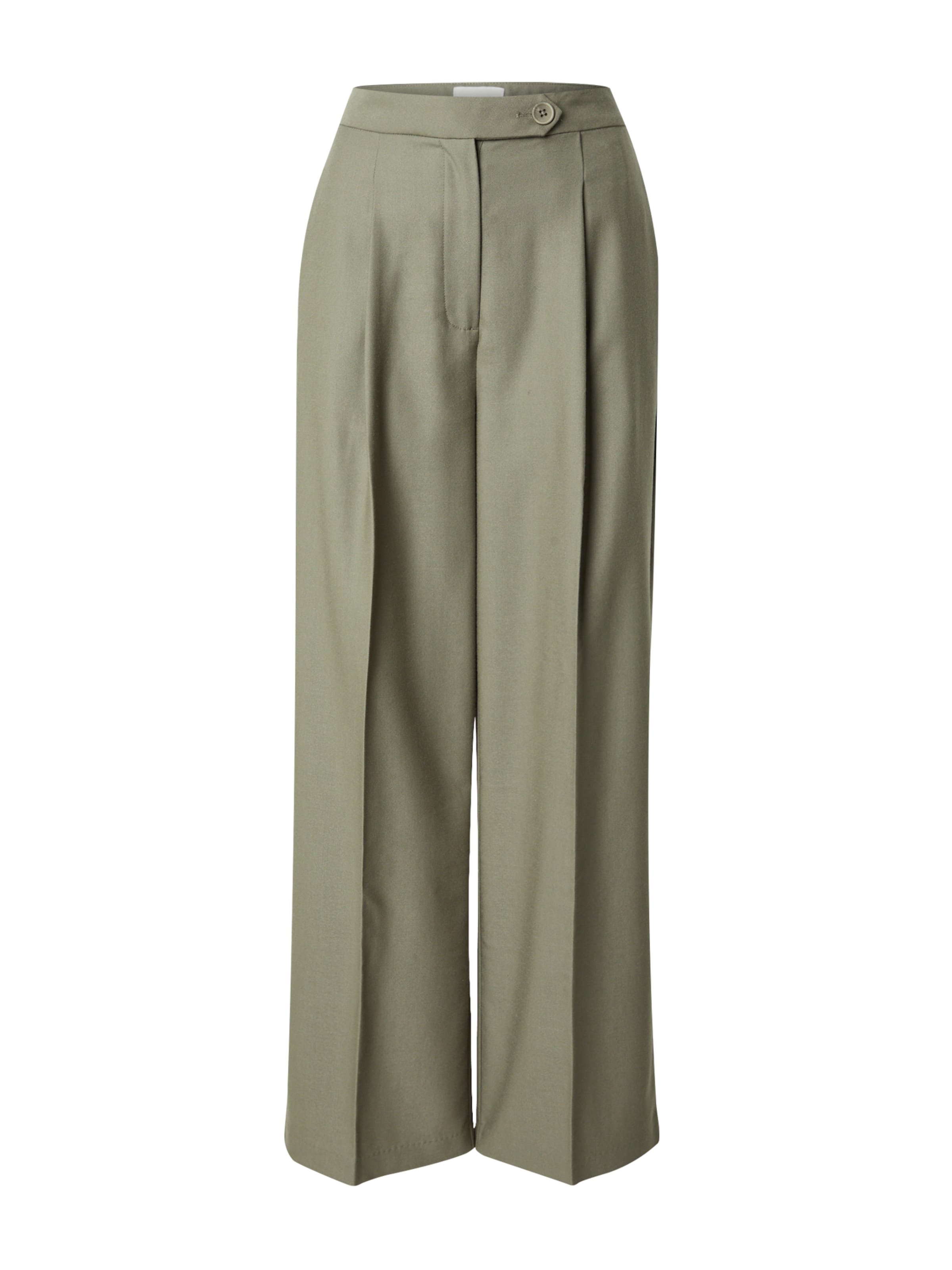 ABOUT YOU x Marie von Behrens Loose fit Pleat-Front Pants 'Hailey' in Green: front