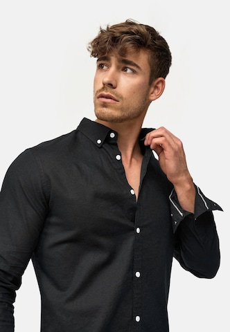 INDICODE JEANS Regular fit Zakelijk overhemd 'Kepner' in Zwart