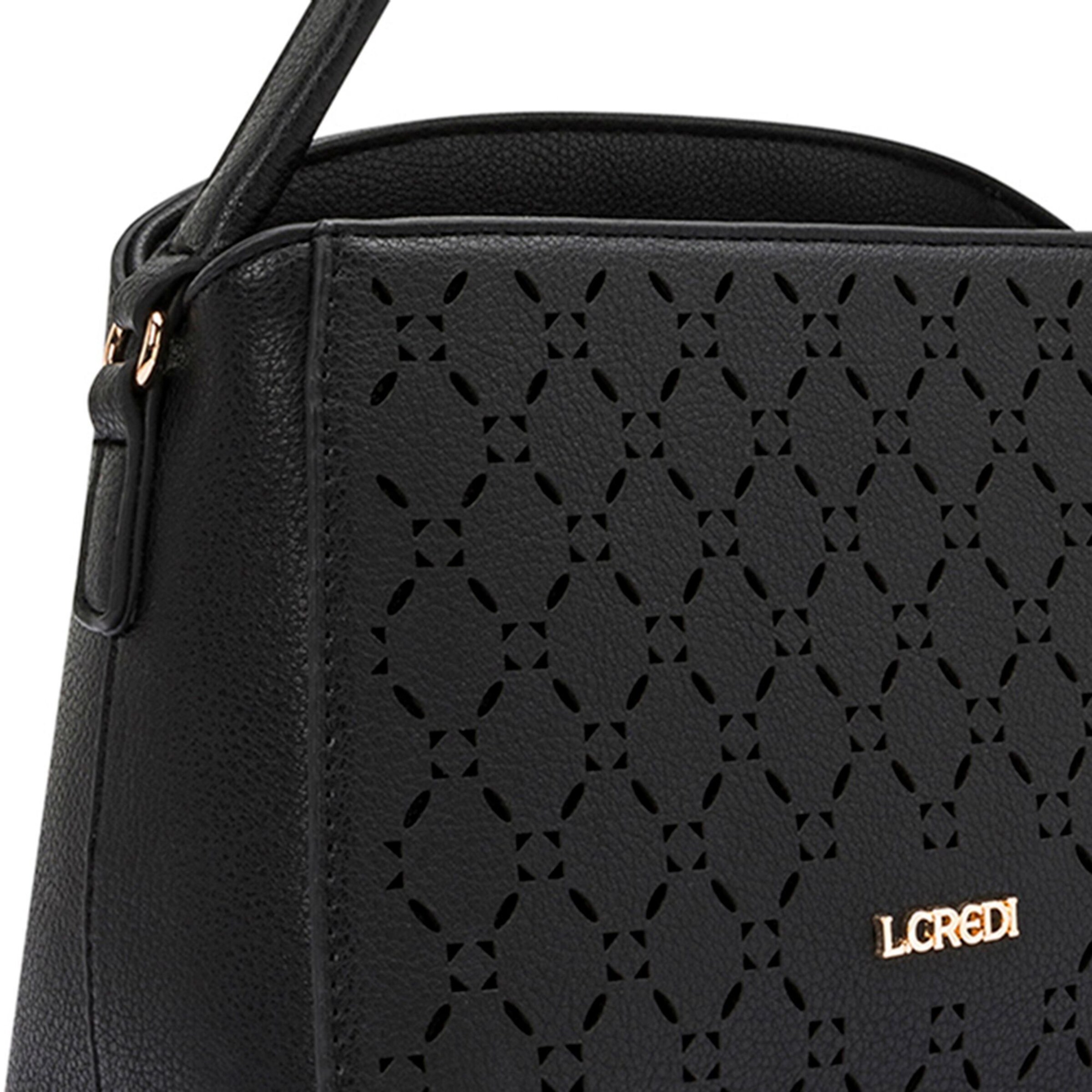 L.CREDI Shoulder Bag 'Orchidea' in Black