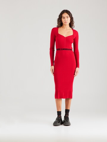 Karl Lagerfeld - Vestido de punto en rojo: frente