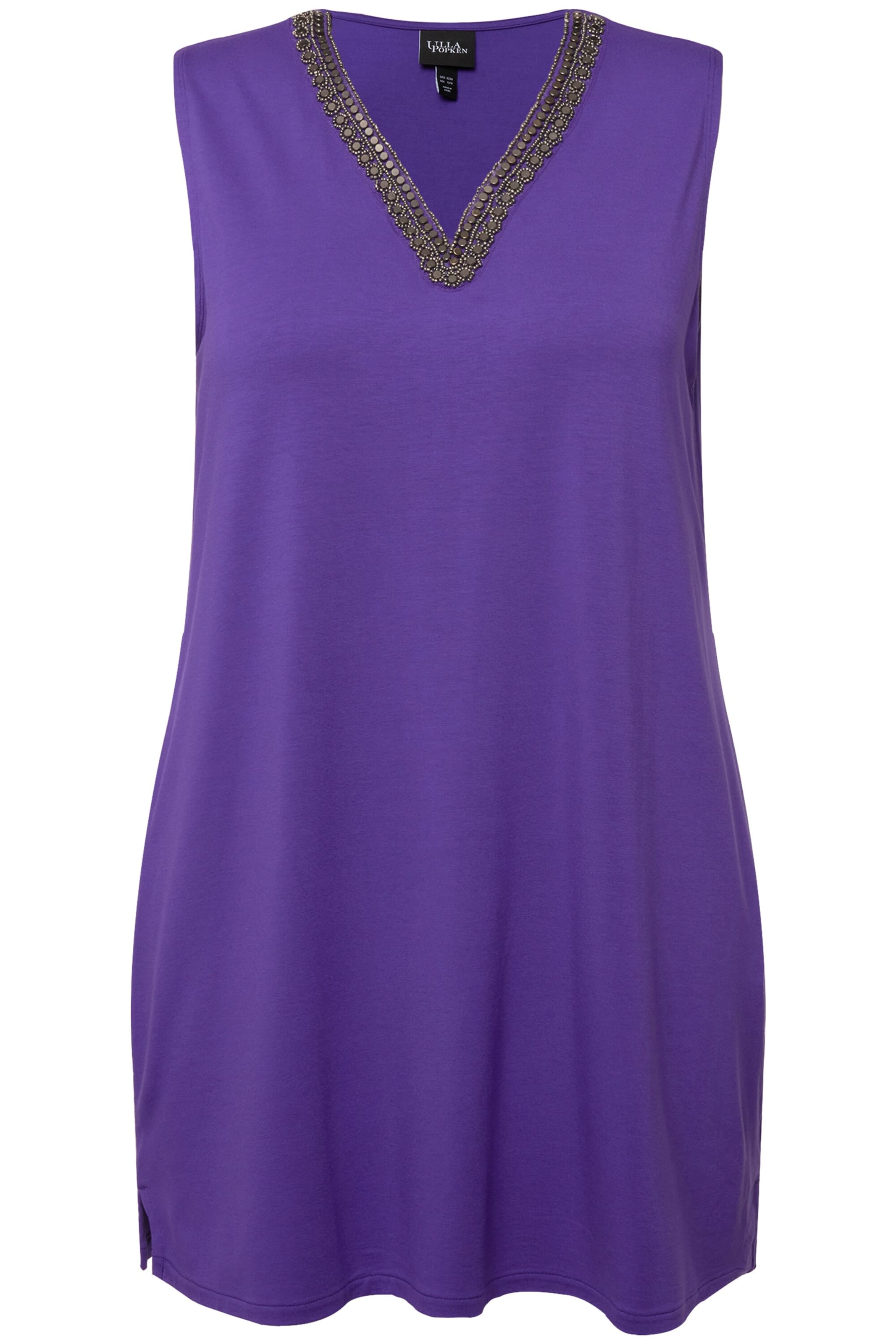 Ulla Popken Sticktop in grau / lila / violettblau, Produktansicht