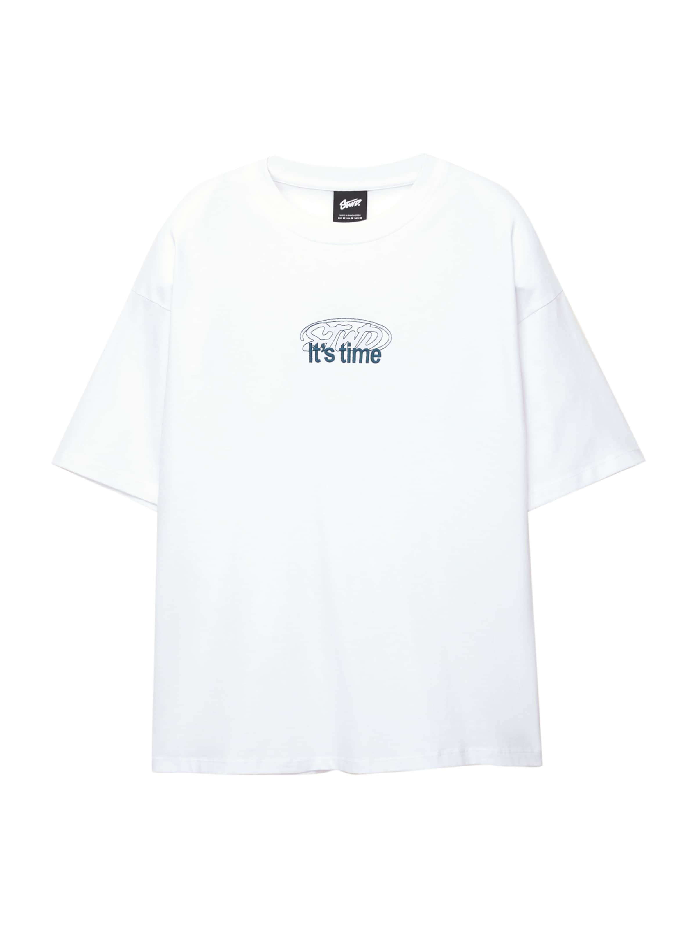 Pull&Bear Tričko 'STWD' – bílá: přední strana