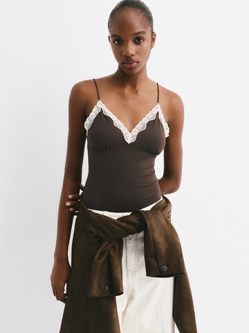 Pull&Bear Shirt bodysuit in Brown: front