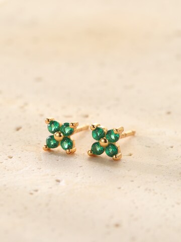 Hey Happiness - Pendientes 'Green Daisy' en oro