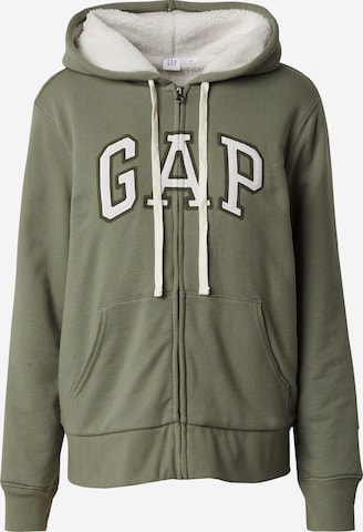 GAP - Sudadera con cremallera en verde: frente