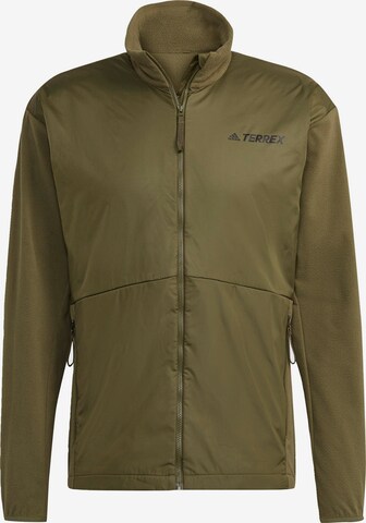 ADIDAS TERREX Athletic Fleece Jacket in Green: front