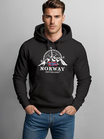 Neverless Sweatshirt 'Norway Kompass' in Black