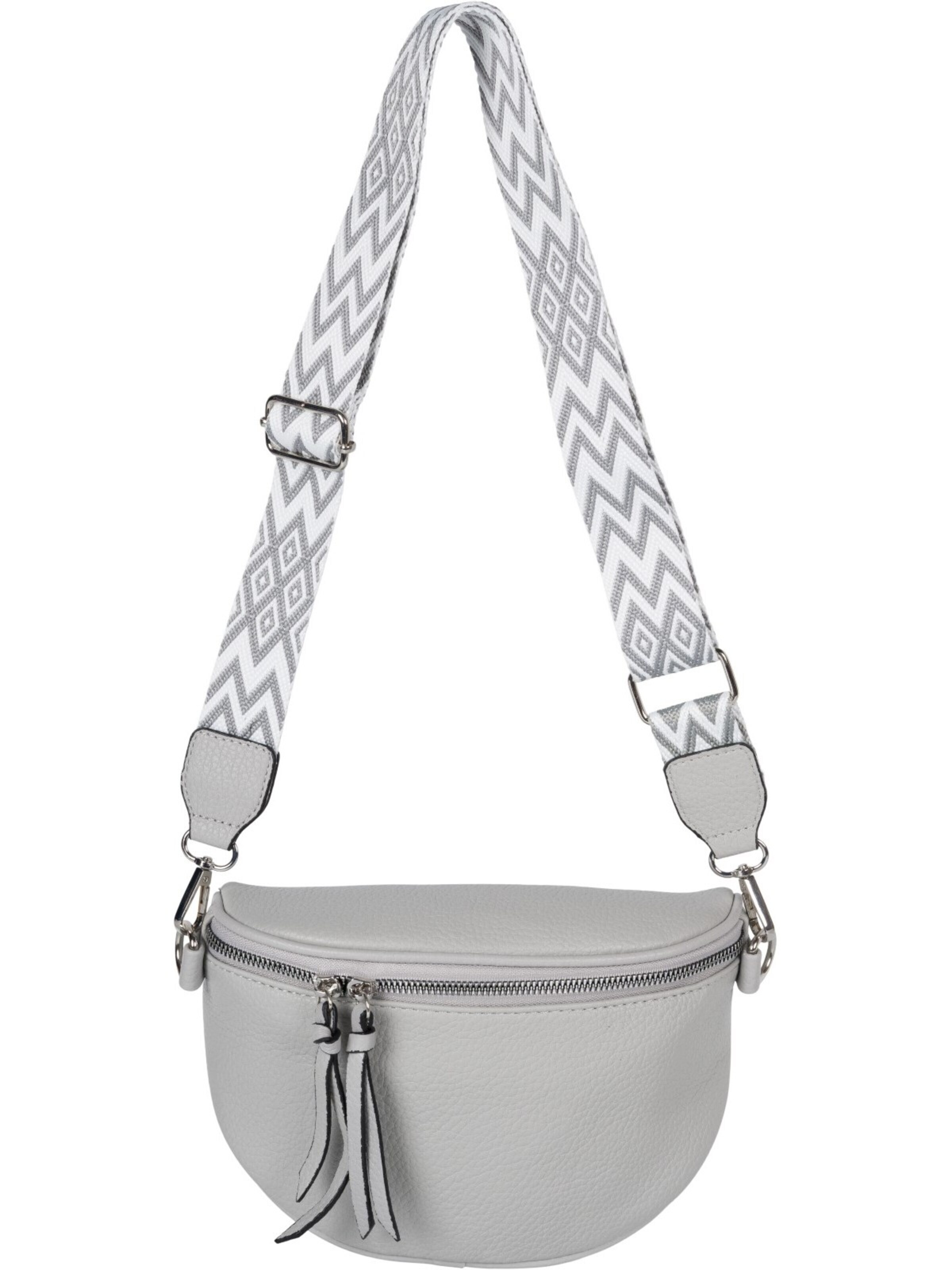 styleBREAKER Umhängetasche 'Halbmond Crossbody Bag Zick-Zack Raute'‌‌‌‌‌ in Grau: Vorderseite
