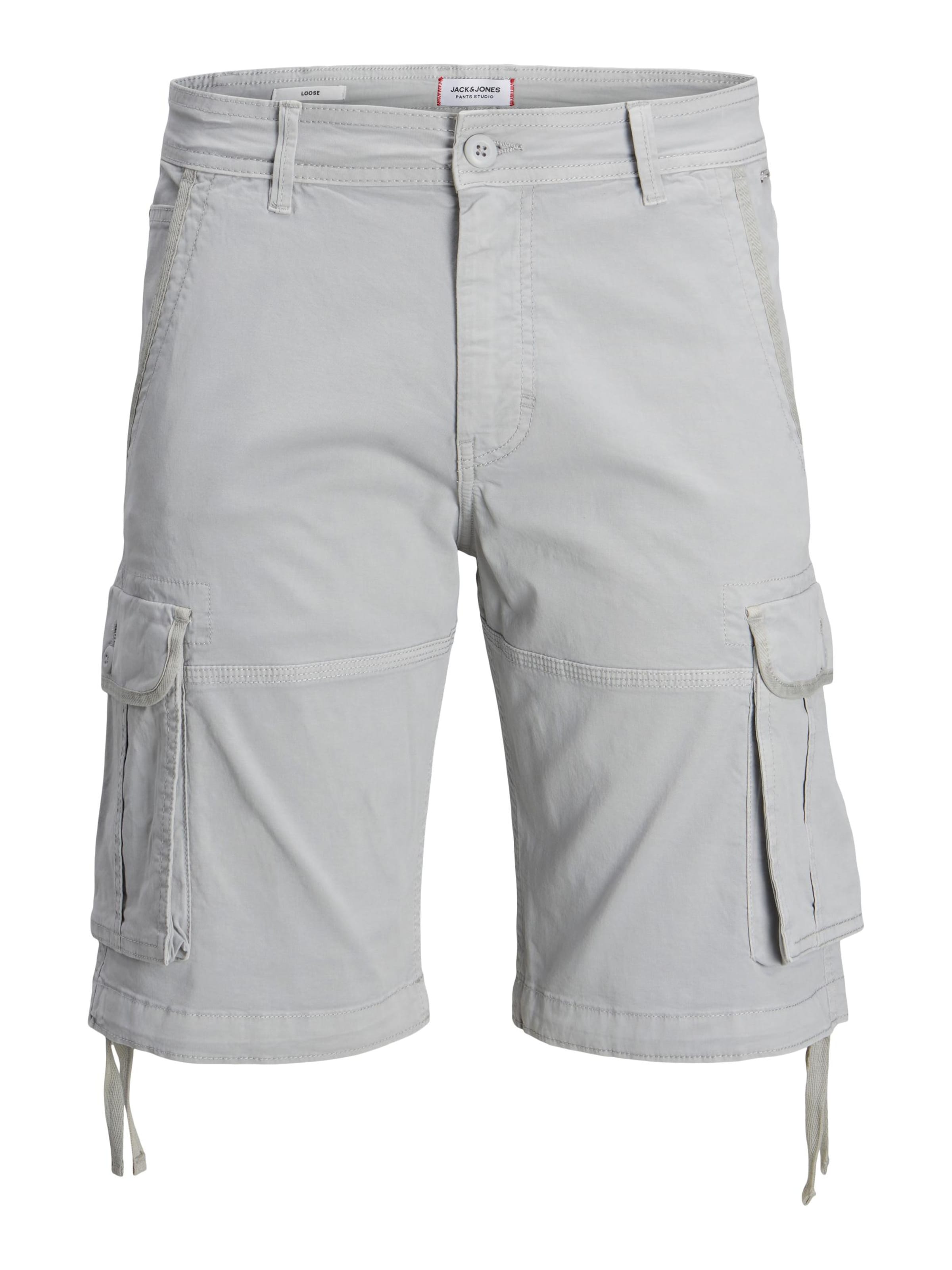 JACK & JONES Loosefit Cargobroek 'Zeus' in Grijs: voorkant