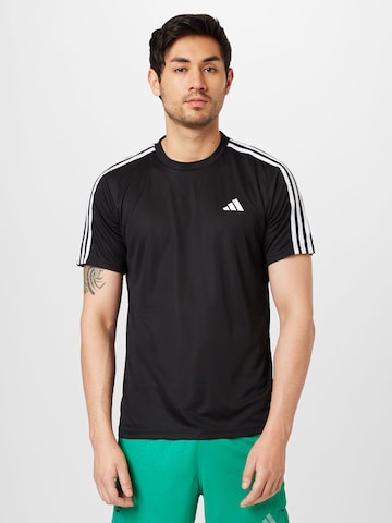 ADIDAS PERFORMANCE Performance Shirt 'Train Essentials 3-Stripes ' in Black: front