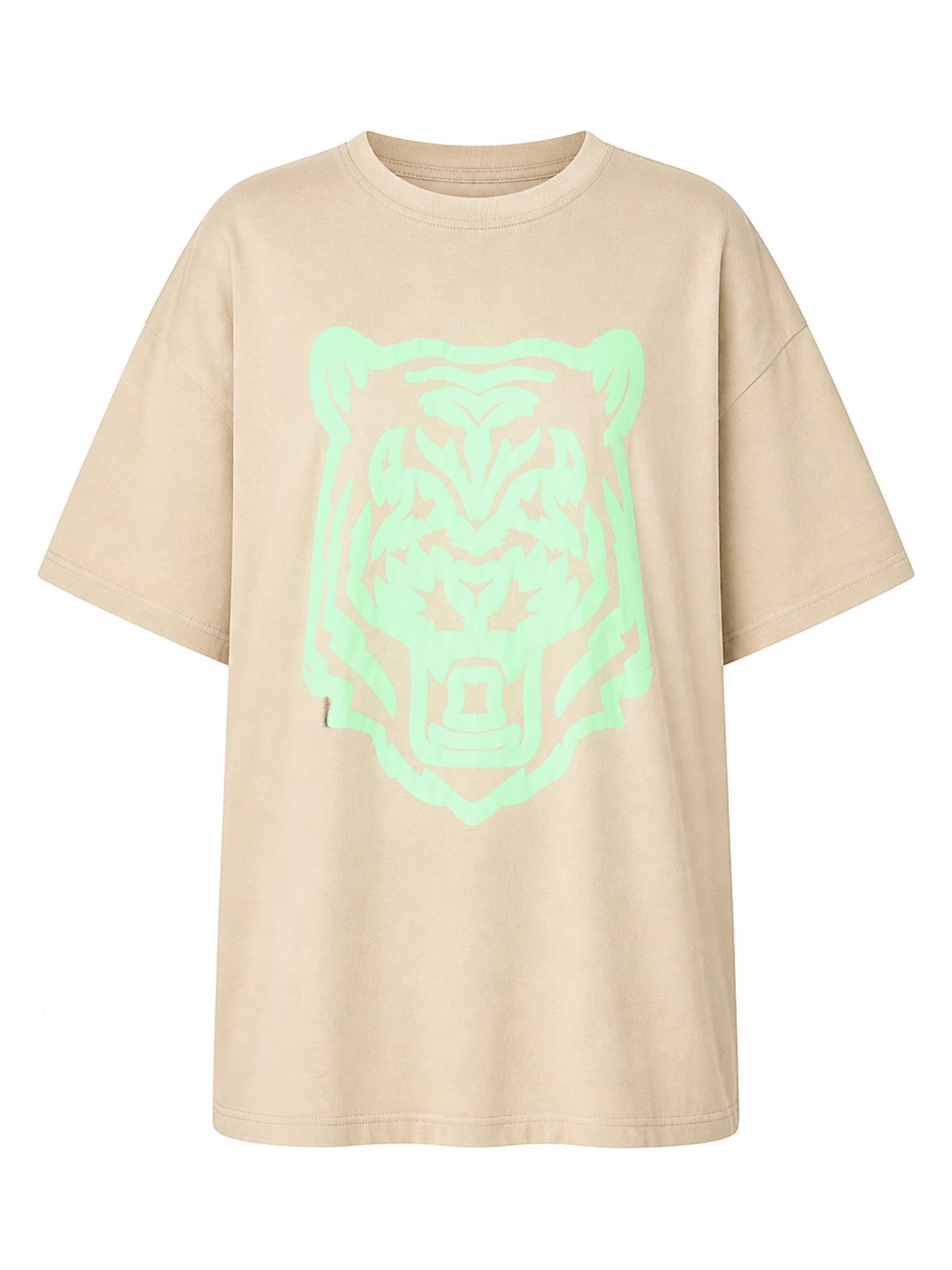 Worldclassca Oversized Shirt 'Oversize T-Shirt "Tiger"' in Beige: front