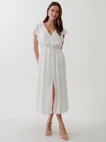 Tussah Dress 'LINDA' in White: front