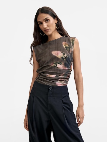 Desigual - Pierna ancha Pantalón plisado en negro