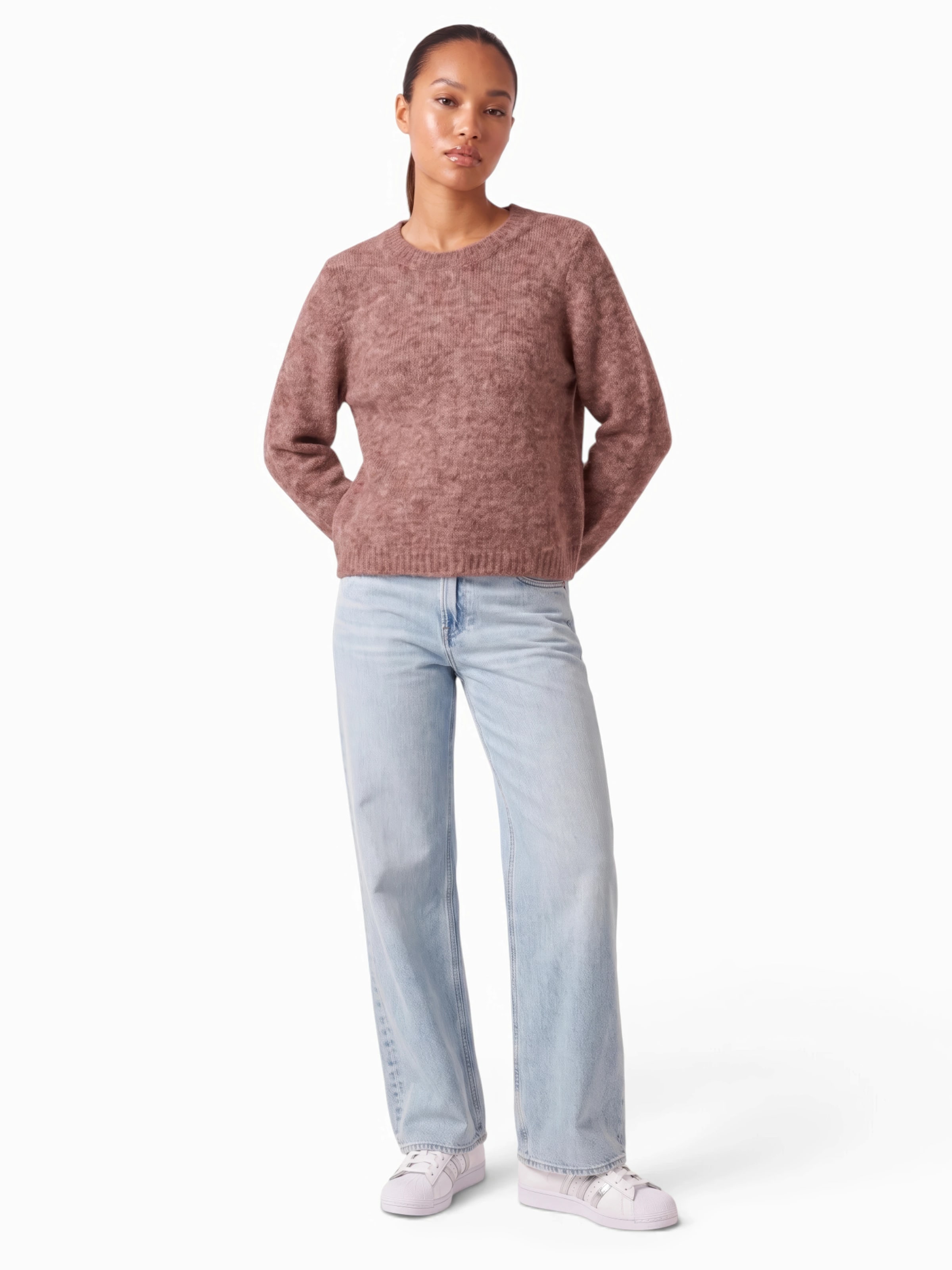 Vero Moda Curve Pullover 'VMCNovah' in Braun: Vorderseite