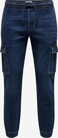 Coupe slim Jeans cargo 'WEFT' Only & Sons en bleu : devant