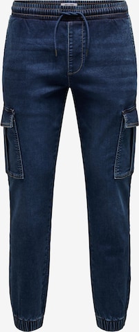 Only & Sons Slimfit Cargojeans 'WEFT' i blå: framsida