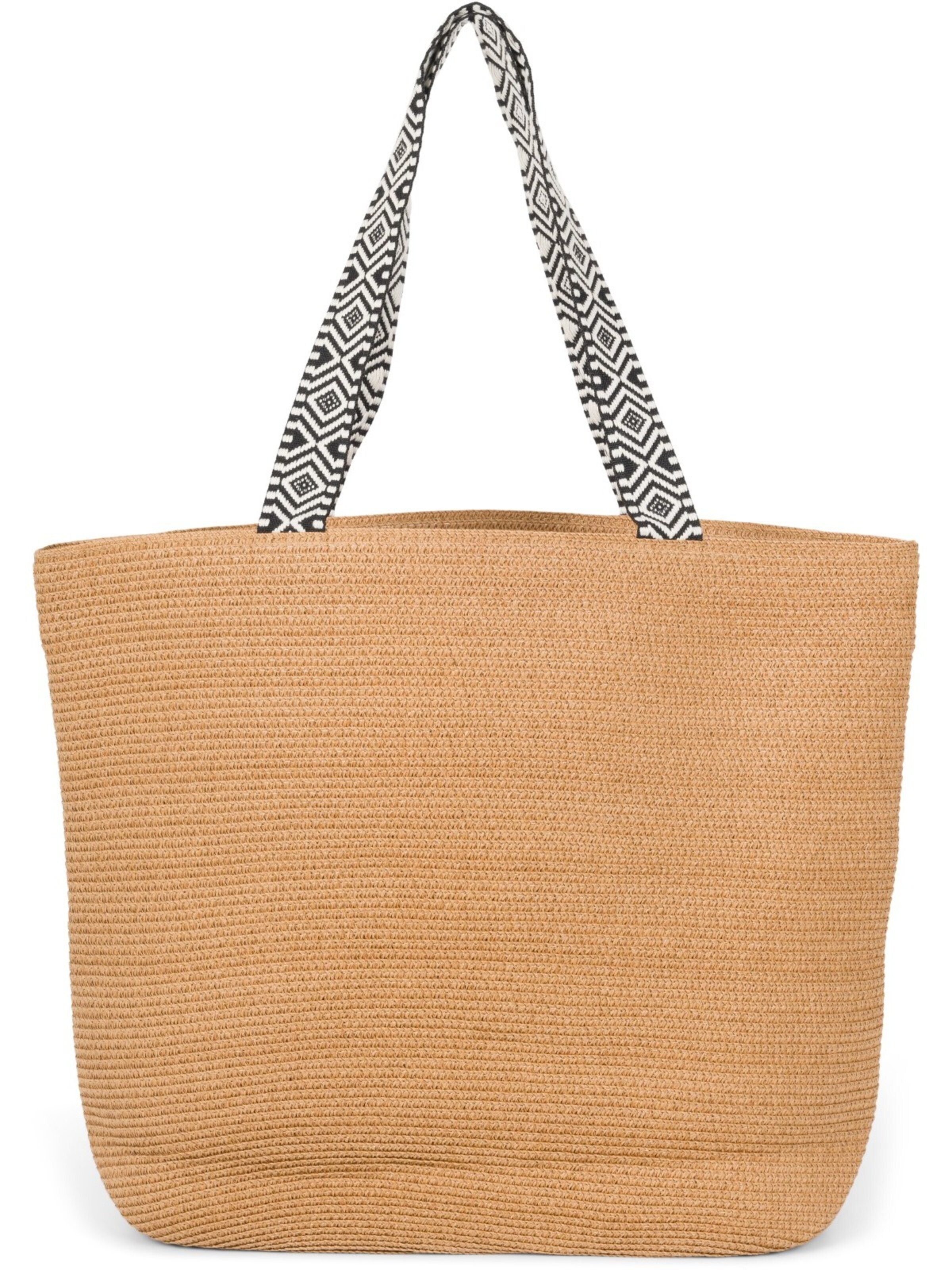 styleBREAKER Strandtasche 'Papierstroh Strandtasche Azteken Muster'‌‌‌‌ in Braun