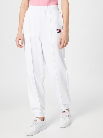 Tommy Jeans Tapered Trousers in White: front