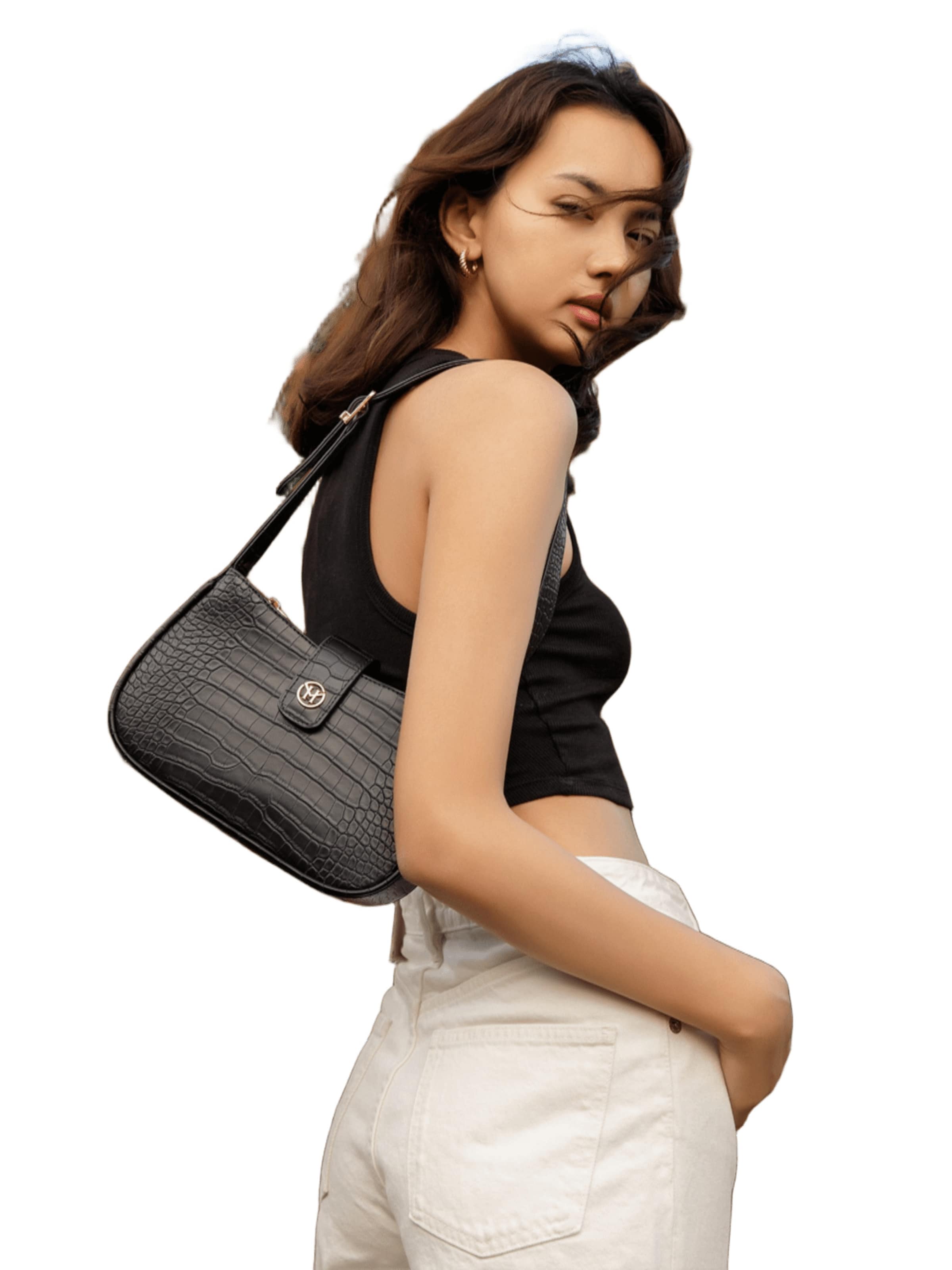 Borsa a spalla 'Tulip' di Victoria Hyde in nero: frontale