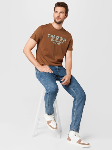 TOM TAILOR Regular Fit T-Shirt in Braun