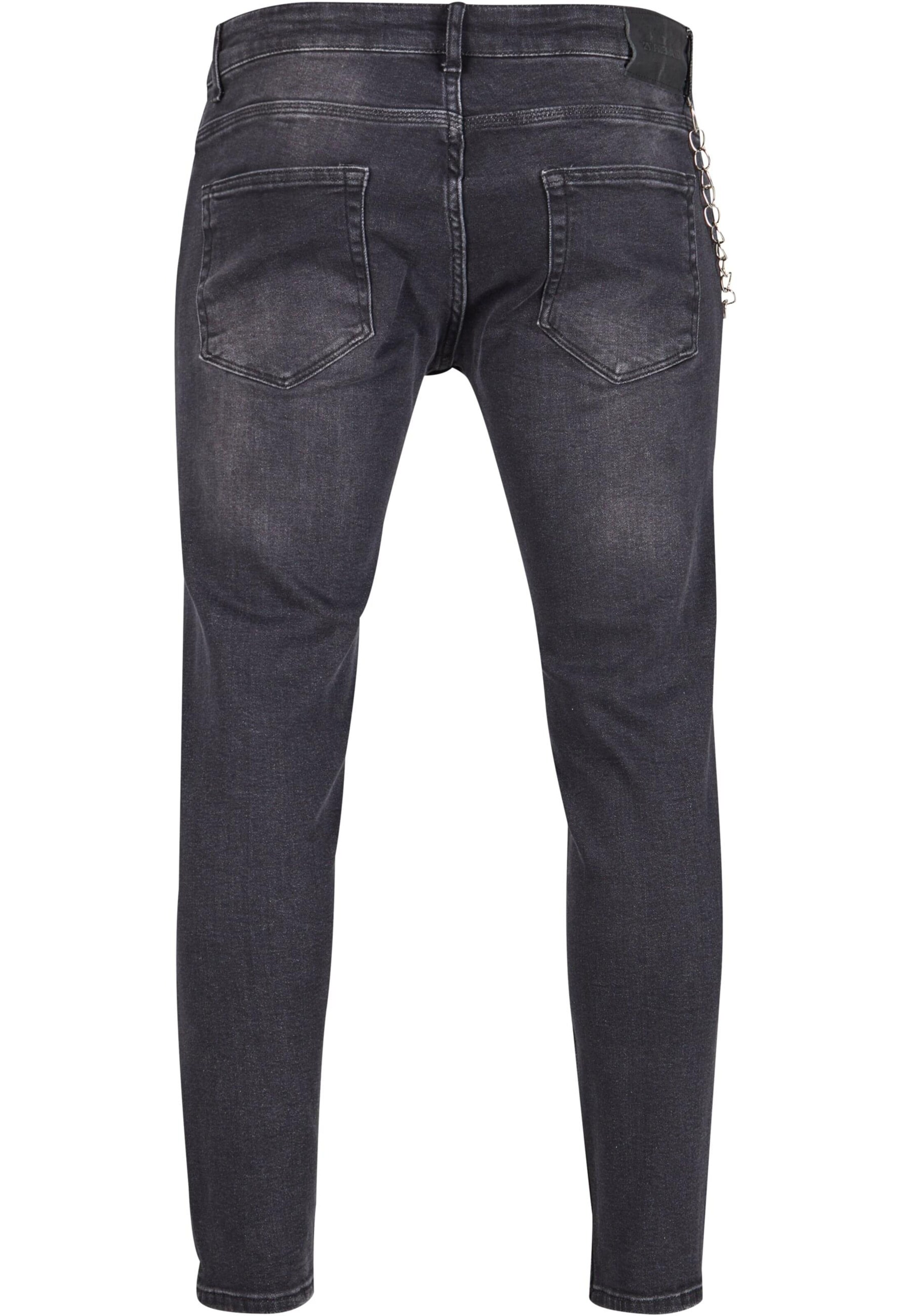2Y Premium Tapered Jeans in Schwarz