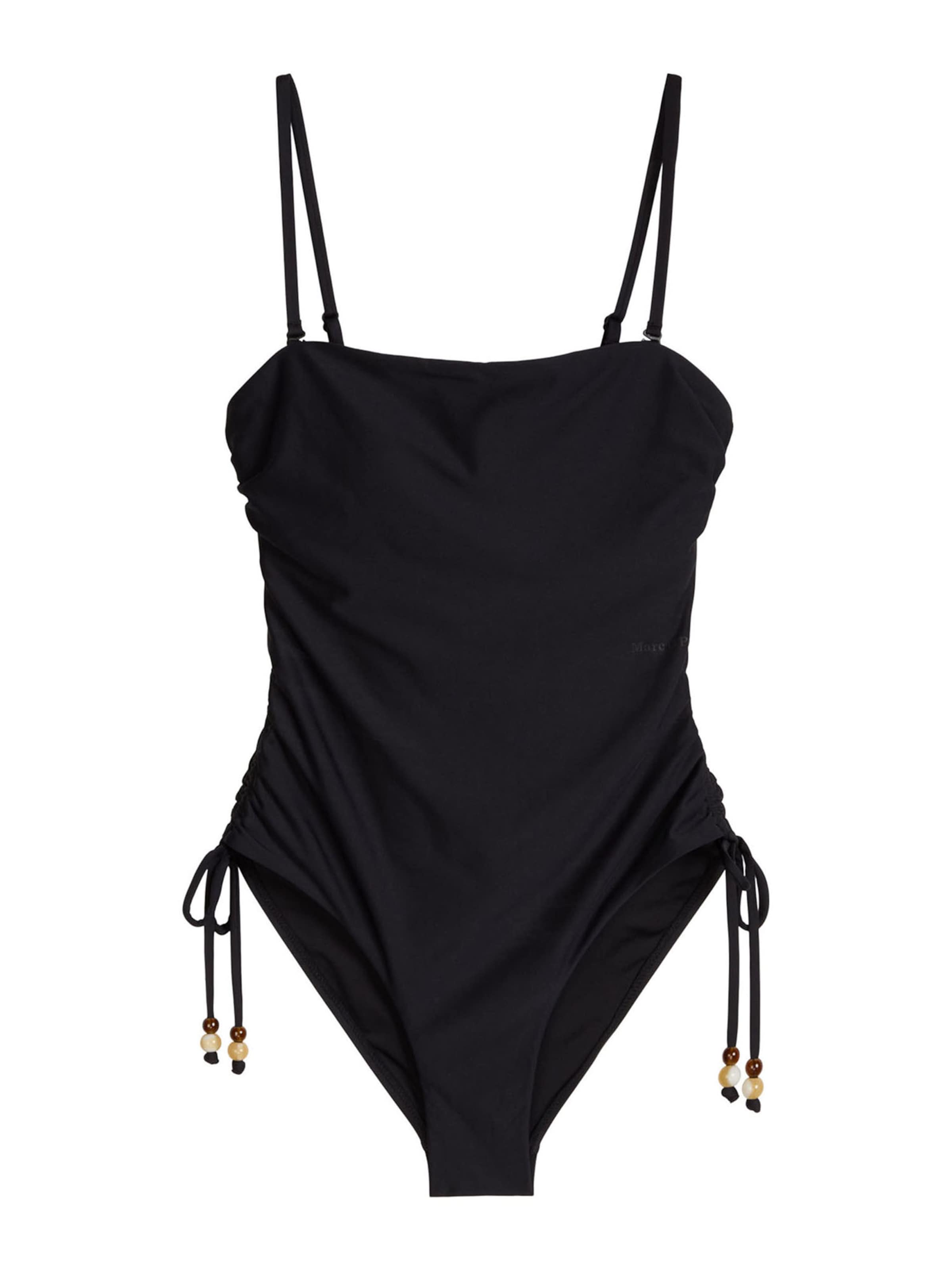 Marc O'Polo Bustier Badeanzug ' Abstract Floral ' in Schwarz: Vorderseite