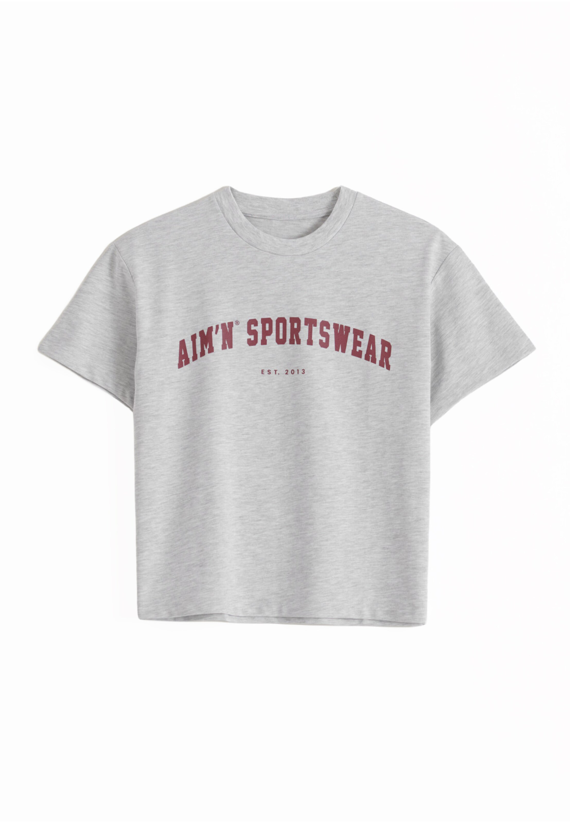 Aim'n Funkční tričko 'Varsity' ve velikosti L - světle šedá / burgundská červeň, Produkt