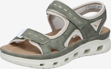 Rieker Hiking Sandals ' 64066 ' in Green: front