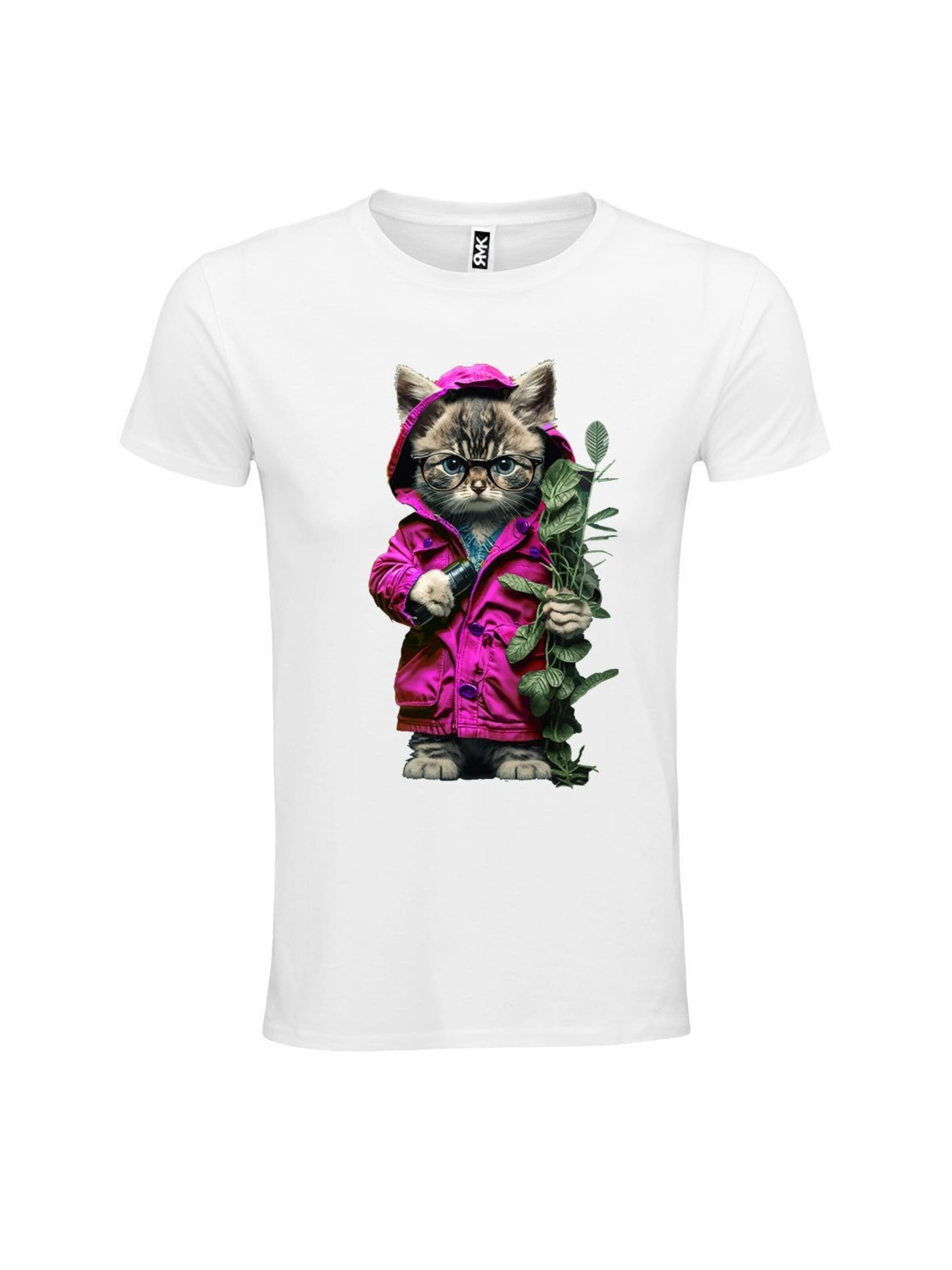 RMK Shirt 'Cat Katze' in White: front