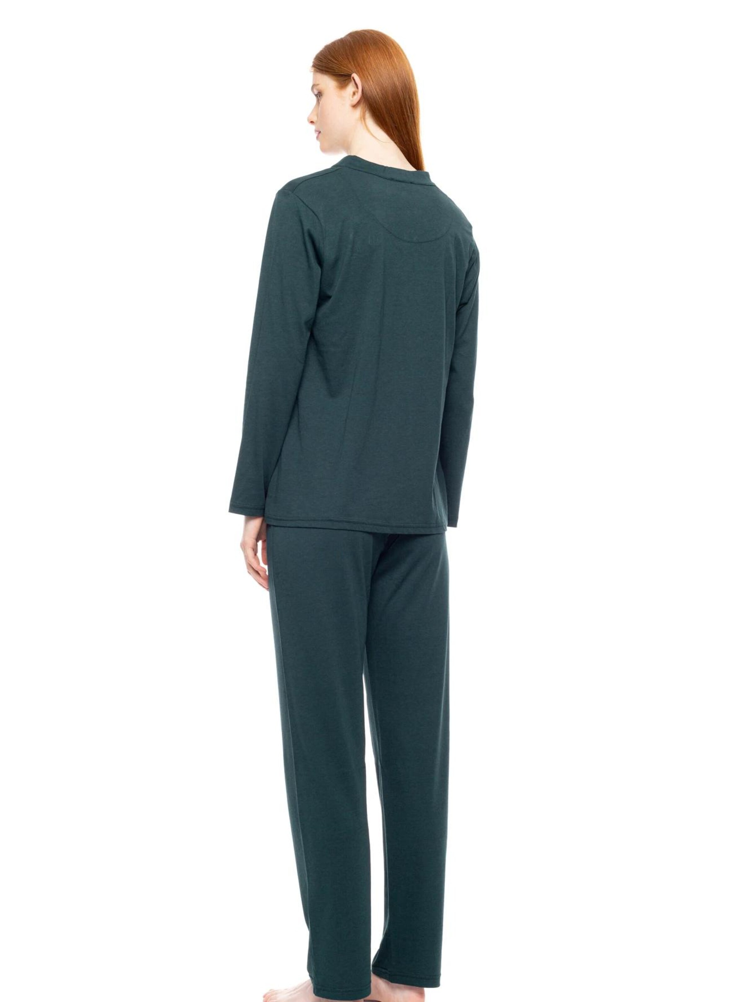 Pink Label Πιτζάμα 'PYJAMA NIGHT LOVERS SOLID' σε πράσινο