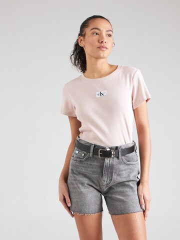 T-shirt Calvin Klein Jeans en rose : devant