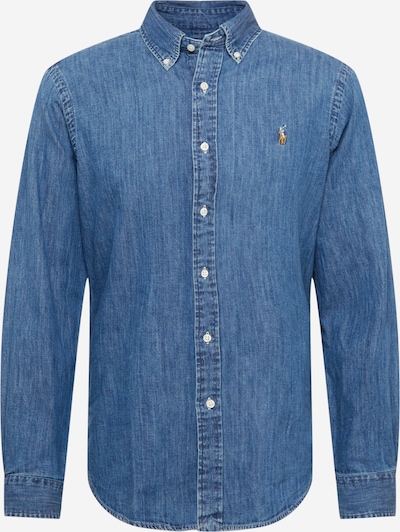 Polo Ralph Lauren Overhemd in de kleur Blauw denim / Lichtbruin / Wit, Productweergave