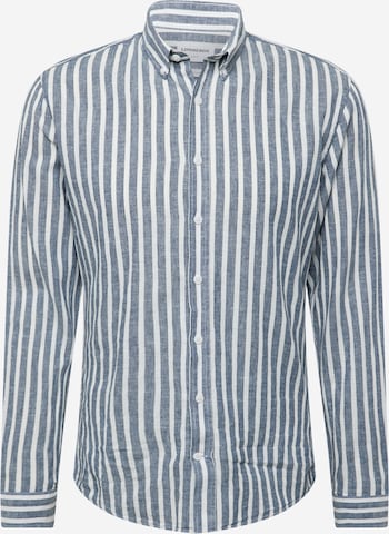 Coupe slim Chemise Lindbergh en bleu : devant