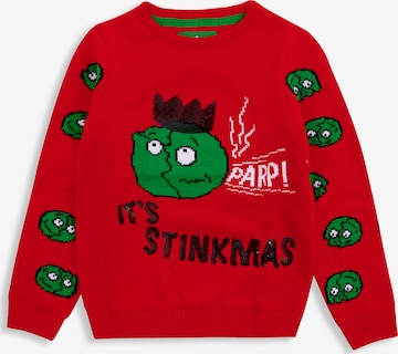 Threadboys Sweater 'Stinkmas' in Red: front