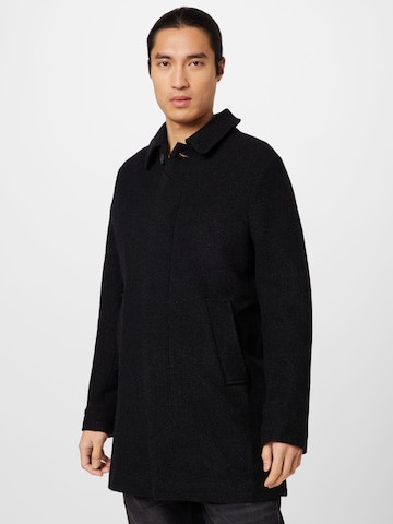 Brixtol Textiles Ανοιξιάτικο και φθινοπωρινό παλτό σε μαύρο: μπροστά