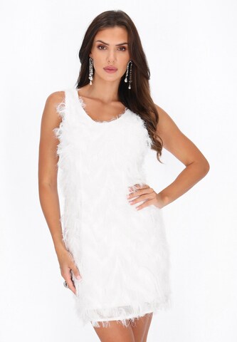 Robe de cocktail faina en blanc : devant