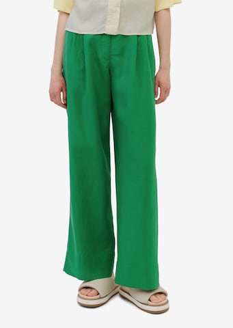 Marc O'Polo Wide leg Pleat-Front Pants in Green: front