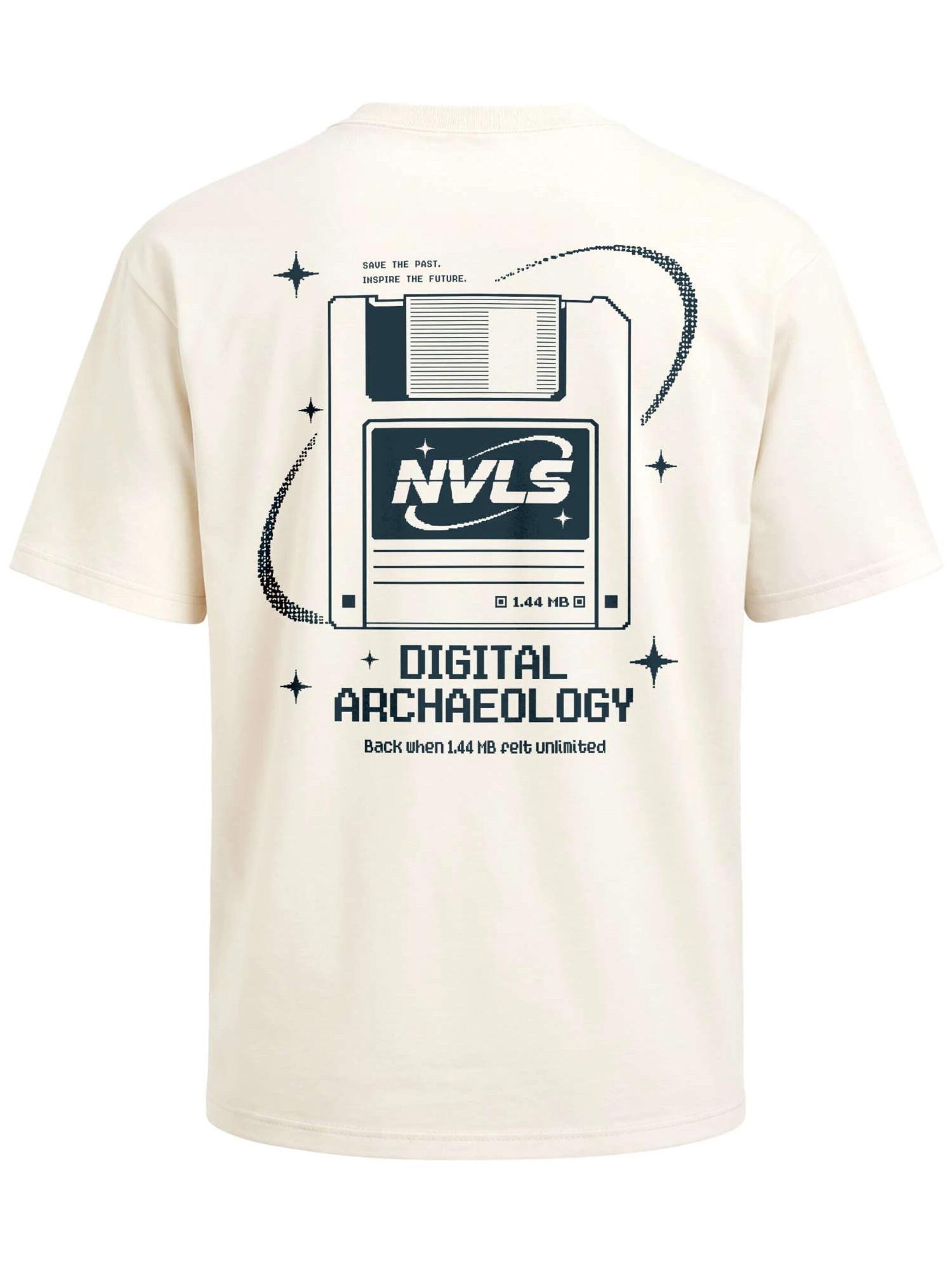 Neverless Shirt 'Digital Archaeology' in Beige: front