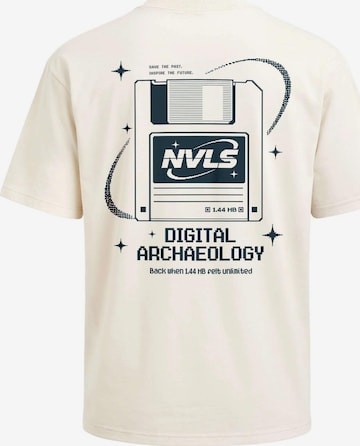 Neverless Shirt 'Digital Archaeology' in Beige: Vorderseite