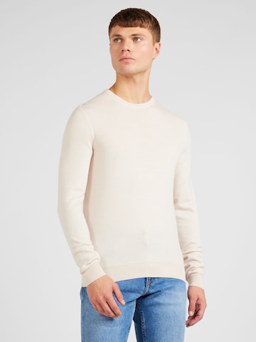HUGO Sweater 'San Cedric' in Beige: front