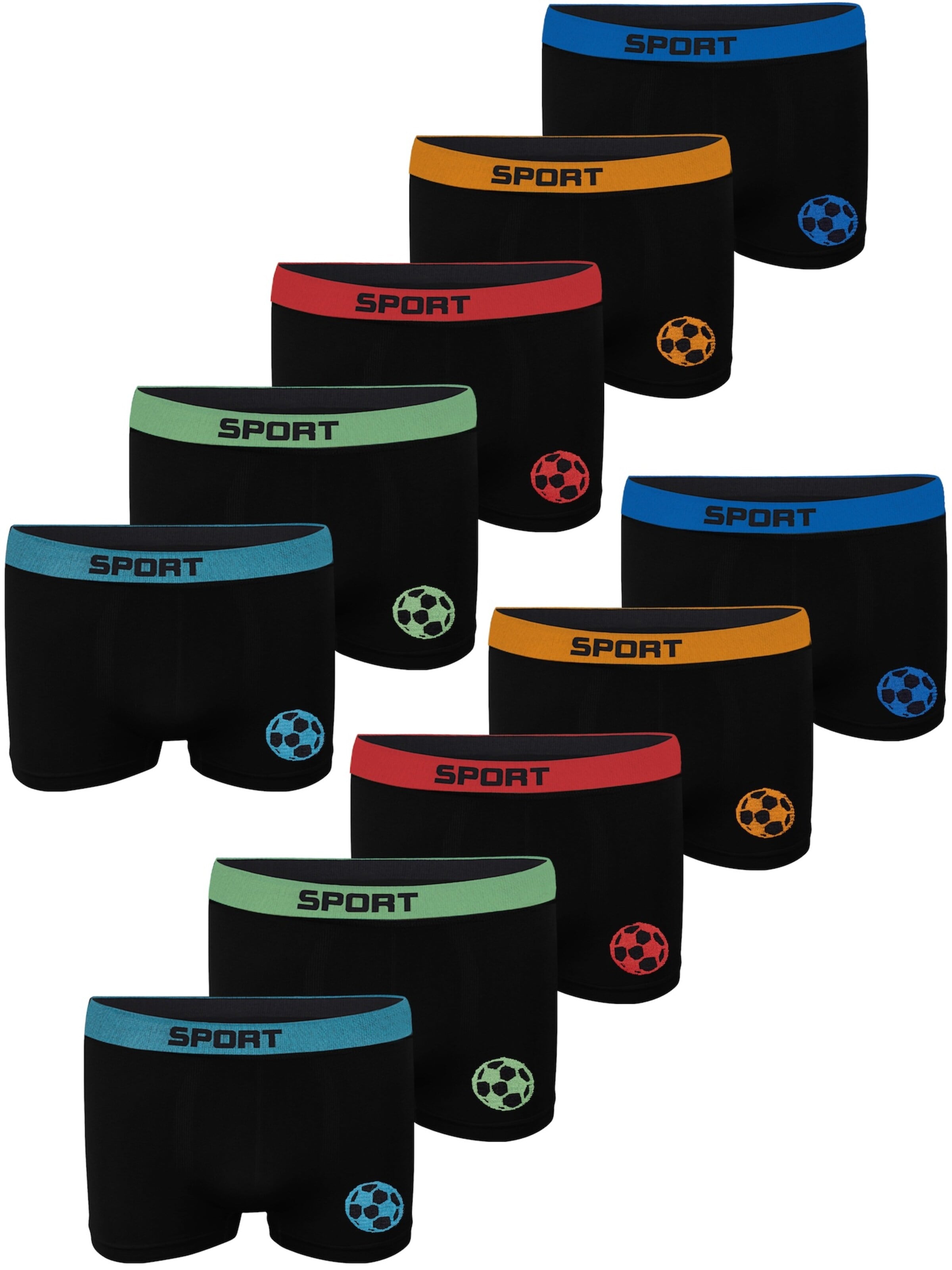 LOREZA - Calzoncillo 'Jungen Boxershorts Fussball' en negro: frente