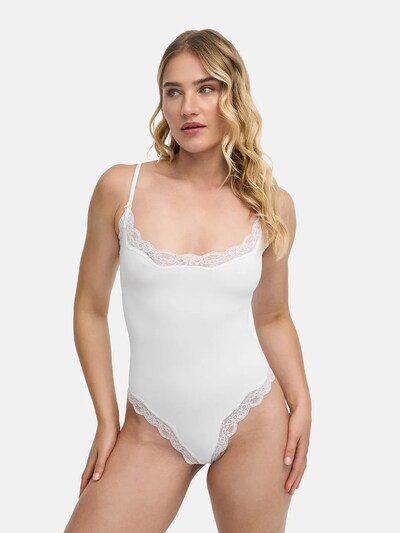 cfab Body 'Bodysuit String mit Lace' en XS en blanc, Vue avec produit